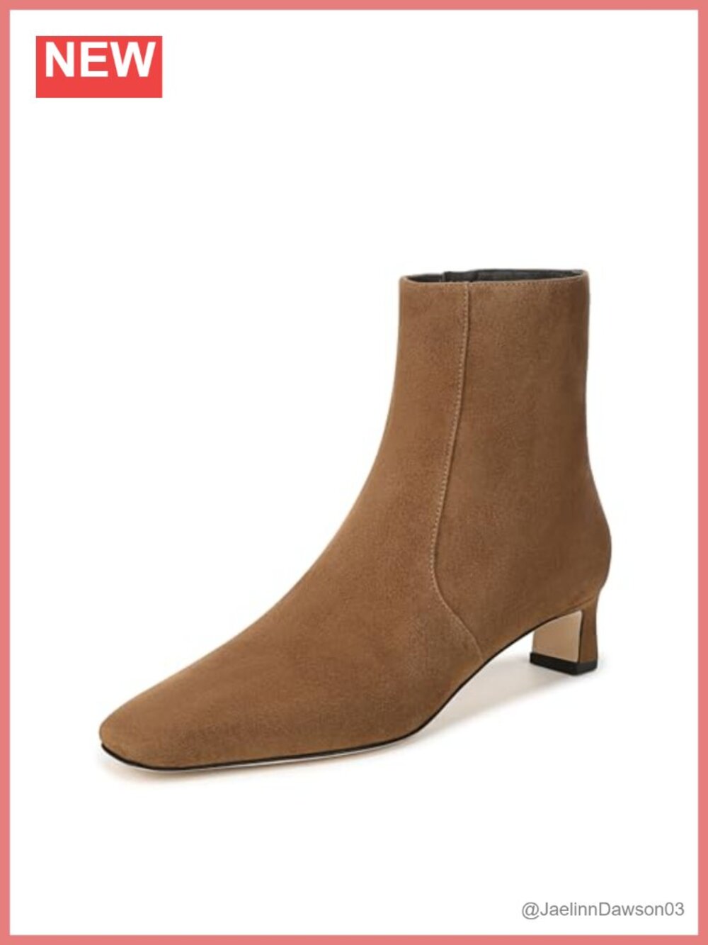 Womens Square Toe Ankle Booties Suede Leather Zip Heel